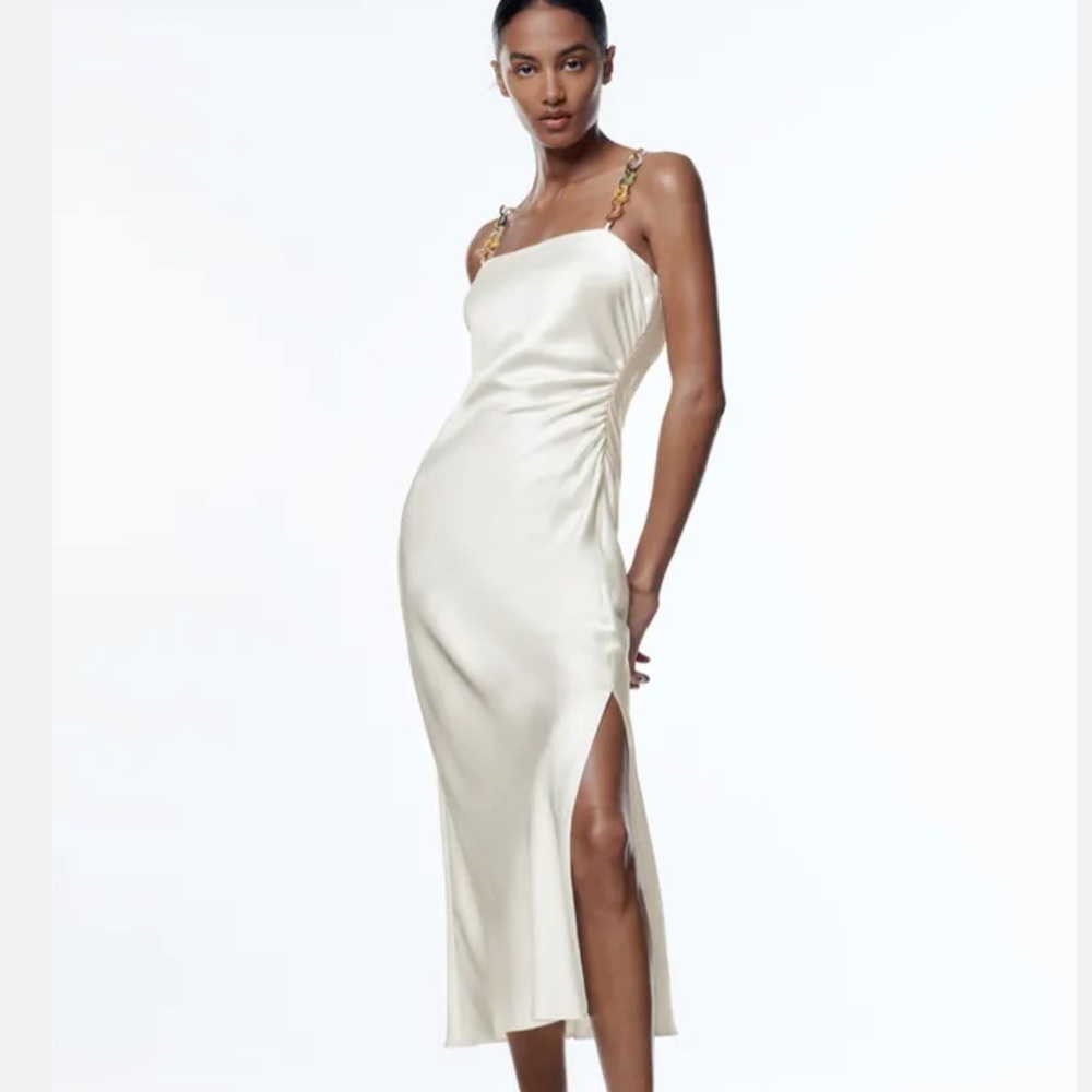 Zara NWT Chain Straps Satin Effect Dress